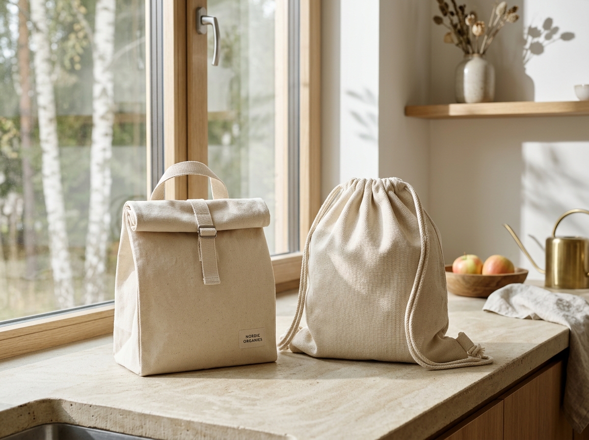 Roll-Top Canvas Lunch Bag & Drawstring Sack