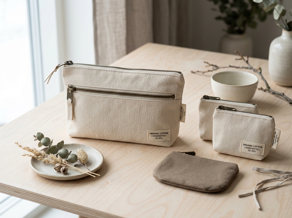 Organic Cotton Cosmetic Pouch & Coin Bag Set